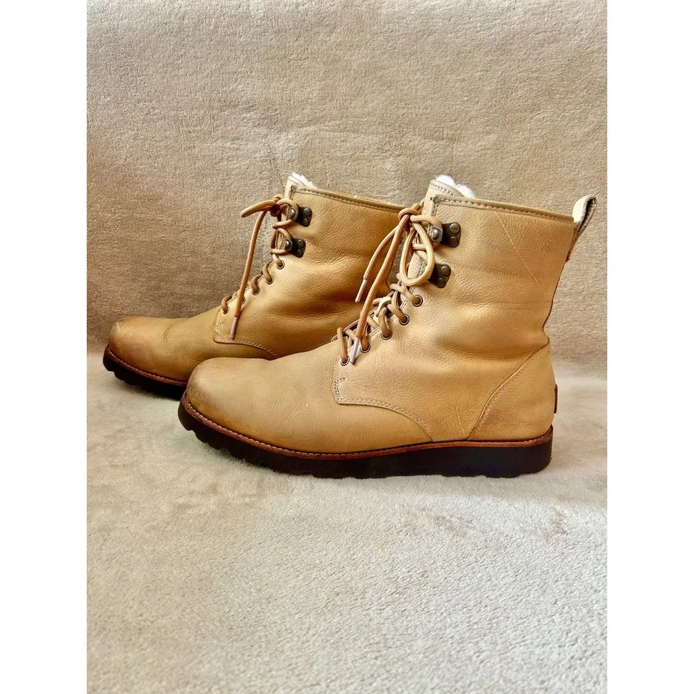 UGG Mens 12 Hannen TL Work Winter Boots Desert Sand Waterproof Sheepskin Lining